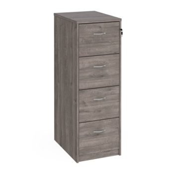 Wooden 4 drawer filing cabinet with silver handles 1360mm high grey oak - LF4GO