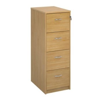 Wooden 4 drawer filing cabinet with silver handles 1360mm high oak - LF4O