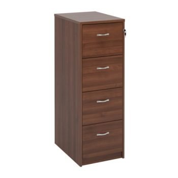 Wooden 4 drawer filing cabinet with silver handles 1360mm high walnut - LF4W