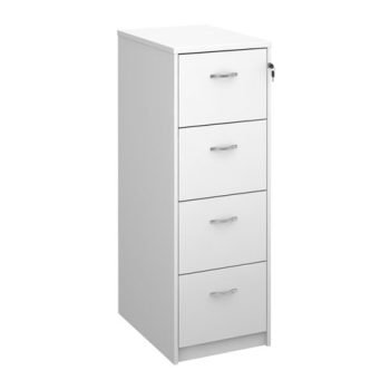 Wooden 4 drawer filing cabinet with silver handles 1360mm high white - LF4WH