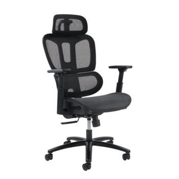Zala mesh back operator chair with headrest and black mesh seat - ZAL300T1-K