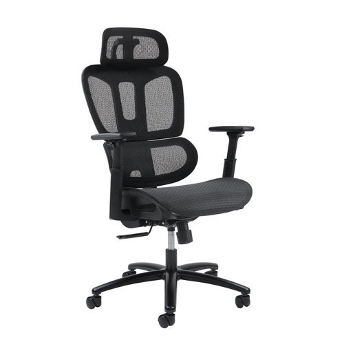 Zala mesh back operator chair with headrest and black mesh seat - ZAL300T1-K