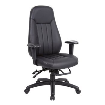 Zeus high back 24hr task chair black faux leather - ZEU300K2
