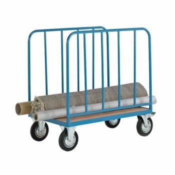 2 Tubular Bar Sides Platform Truck; 1000 x 700 x 820; Fixed/Swivel (x2 Braked) Castors; Steel; 500kg; Blue/Veneer - PI207Y