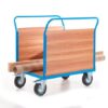 2 Veneer Sides Platform Truck; 1500 x 800 x 1050; Fixed/Swivel (x2 Braked) Castors; Steel; 500kg; Blue/Veneer - PI836H