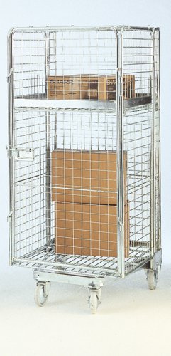 'A' Type Nestable Roll Container; Security Mesh Sides; 500kg; Silver - RB1725