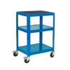Adjustable Height Trolley; 3 Shelf; Swivel (x2 Braked) Castors; Steel; 150kg; Blue - GI942W_Blue