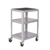 Adjustable Height Trolley; 3 Shelf; Swivel (x2 Braked) Castors; Steel; 150kg; Grey - GI942W_Grey