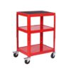 Adjustable Height Trolley; 3 Shelf; Swivel (x2 Braked) Castors; Steel; 150kg; Red - GI942W_Red