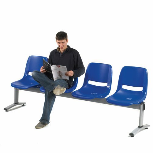 Beam Bench; 4 Seats; Steel/Polypropylene; Blue/Grey - BBT04Z