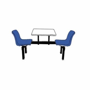 Canteen Table; 1 Way Access; 2 Seats; Steel/Polypropylene/Chipboard; Blue/Black/White - CBT21Z