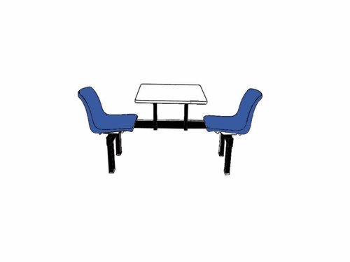Canteen Table; 1 Way Access; 2 Seats; Steel/Polypropylene/Chipboard; Blue/Black/White - CBT21Z