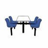 Canteen Table; 1 Way Access; 4 Seats; Steel/Polypropylene/Chipboard; Blue/Black/White - CBT41Z