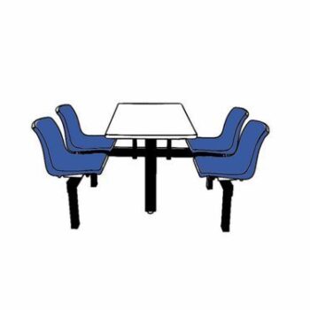 Canteen Table; 1 Way Access; 4 Seats; Steel/Polypropylene/Chipboard; Blue/Black/White - CBT41Z