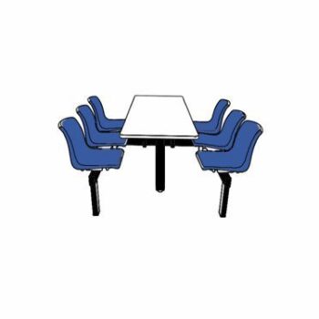 Canteen Table; 1 Way Access; 6 Seats; Steel/Polypropylene/Chipboard; Blue/Black/White - CBT61Z