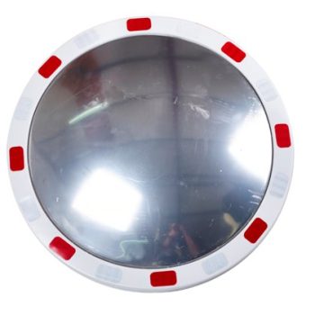 Circular Traffic Mirror with Reflective Edges; 600mm dia; White/Red - TMRC60Z