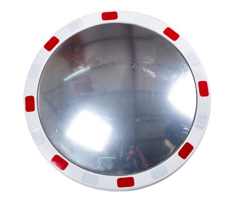 Circular Traffic Mirror with Reflective Edges; 600mm dia; White/Red - TMRC60Z