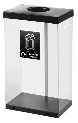 Clear Recycling Bin c/w Sticker 60L; Clear Body; Black Lid; Plastic - CRB060_BLLGWST