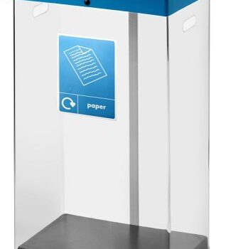 Clear Recycling Bin c/w Sticker 60L; Clear Body; Blue Lid; Plastic - CRB060_BULPAST