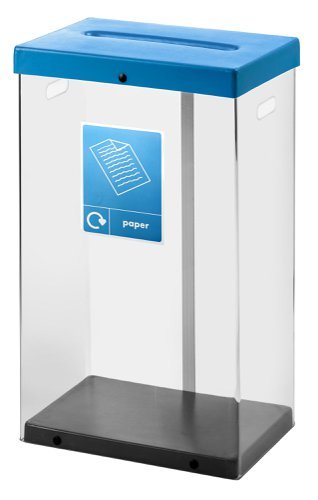 Clear Recycling Bin c/w Sticker 60L; Clear Body; Blue Lid; Plastic - CRB060_BULPAST