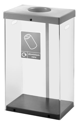 Clear Recycling Bin c/w Sticker 60L; Clear Body; Grey Lid; Plastic - CRB060_GYLCAST