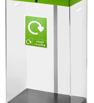Clear Recycling Bin c/w Sticker 60L; Clear Body; Lime Green Lid; Plastic - CRB060_LGLMRST