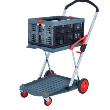 Clever Folding Trolley; c/w 1 Folding Box; Injected Moulded Plastic/Anodised Aluminium; 60kg; Grey/Black/Red - GC058Y_Red