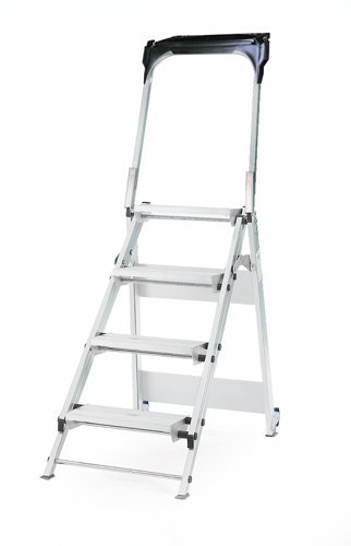 Climb-It Easy Slope Aluminium Folding Leader Step; 4 Tread; Aluminium; 150kg; Silver - AFGS4Z