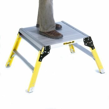 Climb-It Glass Fibre Leg Platform; 2 Tread; 150kg; Silver/Yellow - APJ04Z