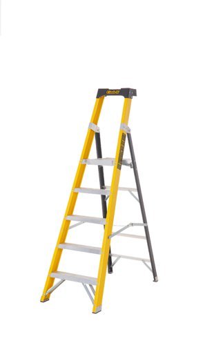 Climb-It Glass Fibre Platform Stepladder; 5 Tread; 150kg; Yellow/Black - GFP45Z