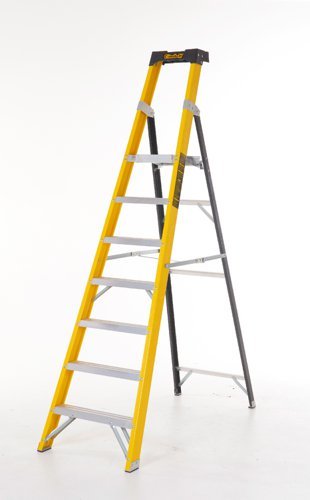 Climb-It Glass Fibre Platform Stepladder; 7 Tread; 150kg; Yellow/Black - GFP47Z