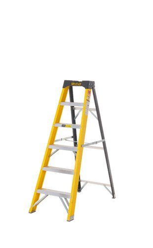 Climb-It Glass Fibre Swingback Stepladder; 5 Tread; 150kg; Yellow/Black - GFS35Z