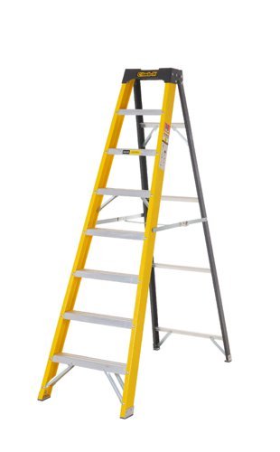 Climb-It Glass Fibre Swingback Stepladder; 7 Tread; 150kg; Yellow/Black - GFS37Z