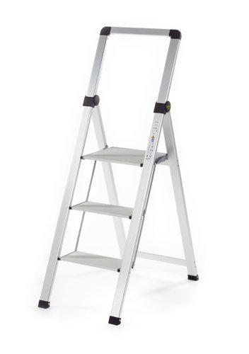 Climb-It Slim Folding Step; 3 Tread; Aluminium; 150kg; Silver - FS193Z