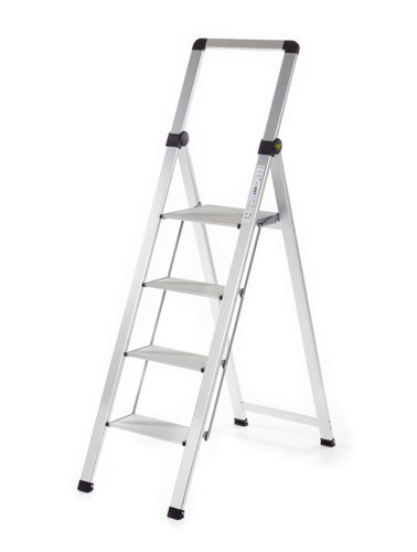 Climb-It Slim Folding Step; 4 Tread; Aluminium; 150kg; Silver - FS194Z