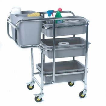 Collector Trolley; Swivel (x2 braked) Castors; Steel/Plastic; 100kg; Silver - GIC816
