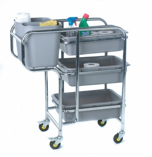 Collector Trolley; Swivel (x2 braked) Castors; Steel/Plastic; 100kg; Silver - GIC816