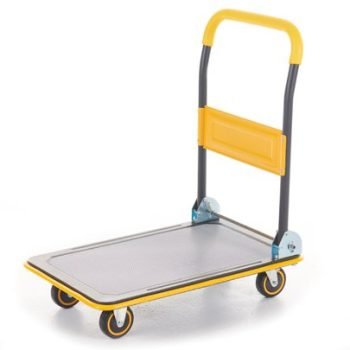 Deluxe Folding Trolley; 740 x 482 x 830; Fixed/Swivel Castors; Steel; 150kg; Yellow/Black/Grey - GIK02Y