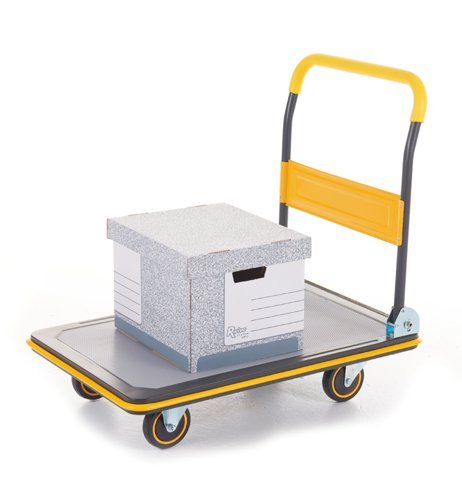 Deluxe Folding Trolley; 914 x 620 x 870; Fixed/Swivel Castors; Steel; 300kg; Yellow/Black/Grey - GIK03Y