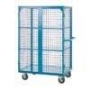 Distribution Trolley with Lockable Doors; Fixed/Swivel (x2 Braked) Castors; Steel; 500kg; Blue - DT401Y