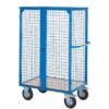 Distribution Trolley with Lockable Doors; Fixed/Swivel (x2 Braked) Castors; Steel/Veneer; 500kg; Blue/Veneer - DT601Y