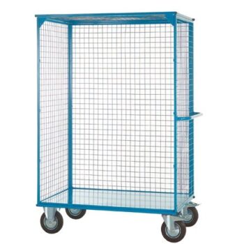 Distribution Trolley Without Doors; Fixed/Swivel (x2 Braked) Castors; Steel; 500kg; Blue - DT403Y
