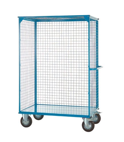 Distribution Trolley Without Doors; Fixed/Swivel (x2 Braked) Castors; Steel; 500kg; Blue - DT403Y