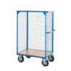 Distribution Trolley Without Doors; Fixed/Swivel (x2 Braked) Castors; Steel/Veneer; 500kg; Blue/Veneer - DT603Y