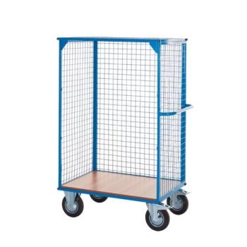 Distribution Trolley Without Doors; Fixed/Swivel (x2 Braked) Castors; Steel/Veneer; 500kg; Blue/Veneer - DT603Y