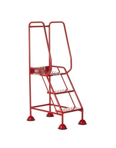 Domed Feet Step - 3 Tread - Punched - Red - AAD03PR