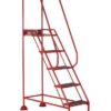 Domed Feet Step - 5 Tread - Anti Slip - Red - AAD05SR