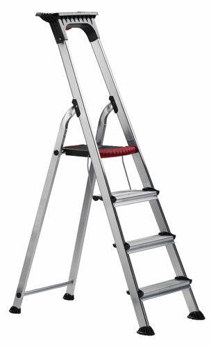 Double Decker Step; 4 Tread; Aluminium; 150kg; Silver/Black/Red - ALT-502104