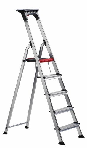 Double Decker Step; 5 Tread; Aluminium; 150kg; Silver/Black/Red - ALT-502105