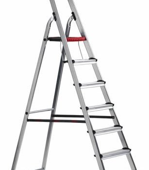 Double Decker Step; 7 Tread; Aluminium; 150kg; Silver/Black/Red - ALT-502107